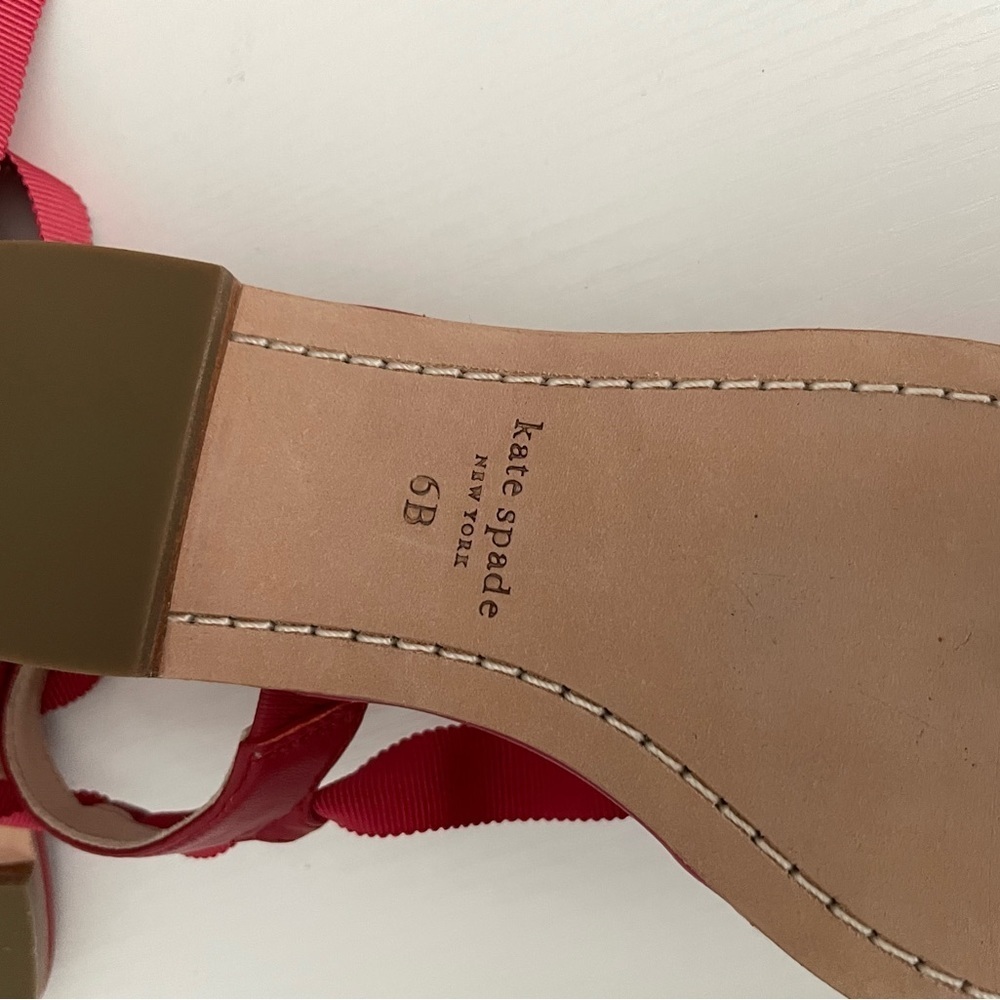 Kate Spade MAGGIE GINGHAM ANKLE WRAP FLAT SANDALS IN GINGHAM LAVA FALLS Red 6 - Picture 3 of 8